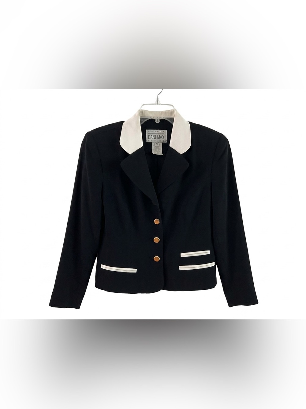 Lois Snyder Dani Max Petite Blazer Jacket Black White Vintage Size 10